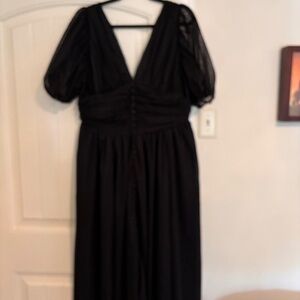 Eshakti custom made black tulle formal midi dress